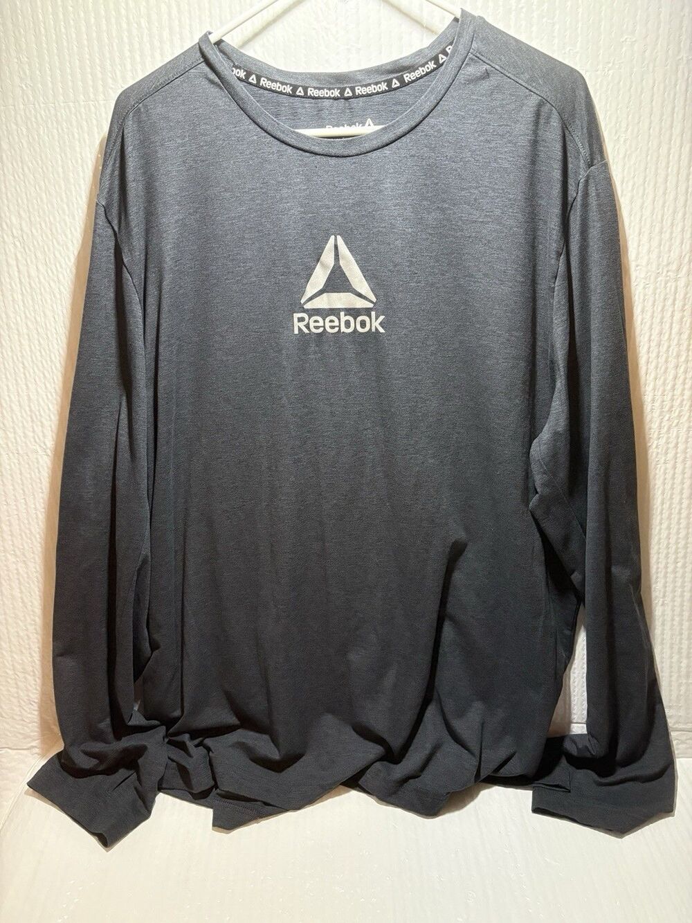 Reebok Men's 3XL Gray Lightweight Long Sleeve Crew Neck Pullover T-Shirt